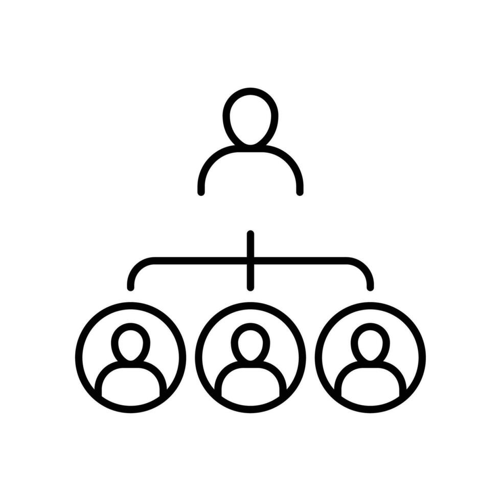 Principle of Structure organization system. Teamwork management. People, staff and manager in team project. subordination icon. Vector illustration. Design on white background. EPS 10