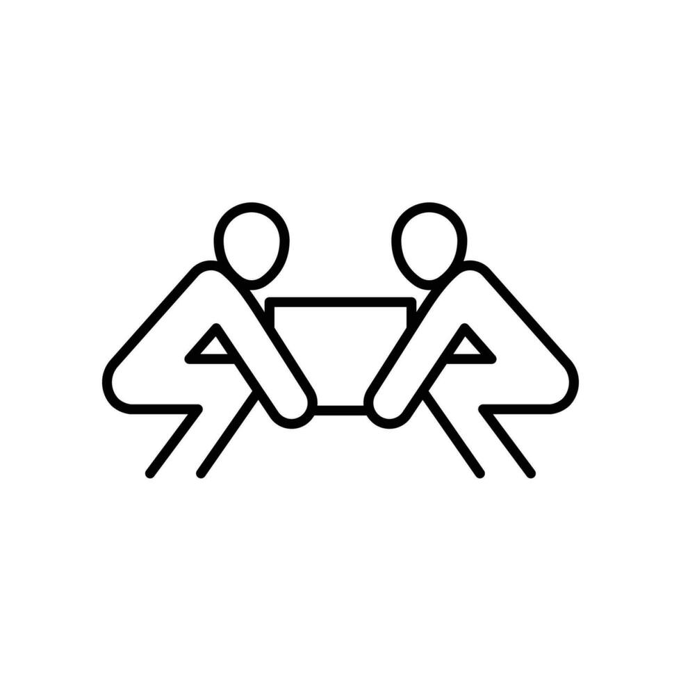 Teamwork discussion partner, Friendship partnership caring and working together. Business project collaboration. Cooperation icon. Vector illustration. Design on white background. EPS 10