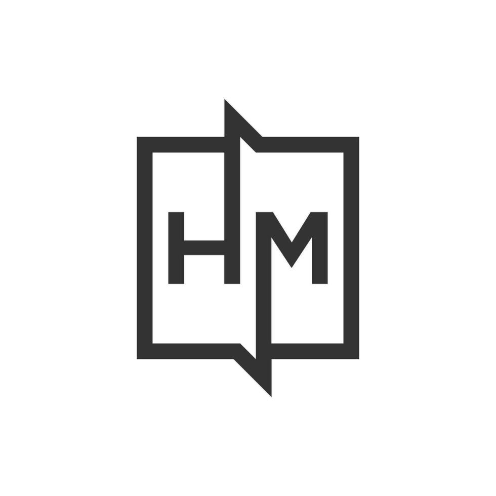line square letter HM design vector illustration.
