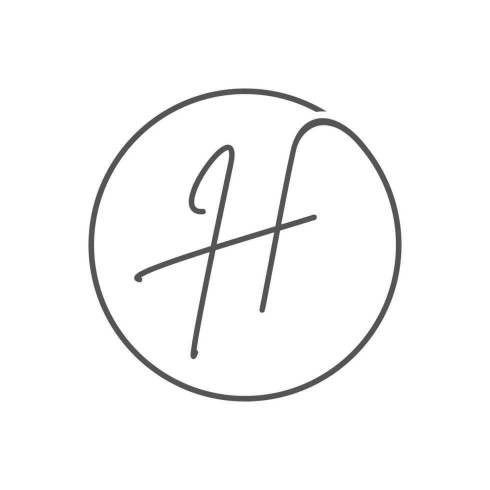 line circle letter H logo isolated on white background. vector