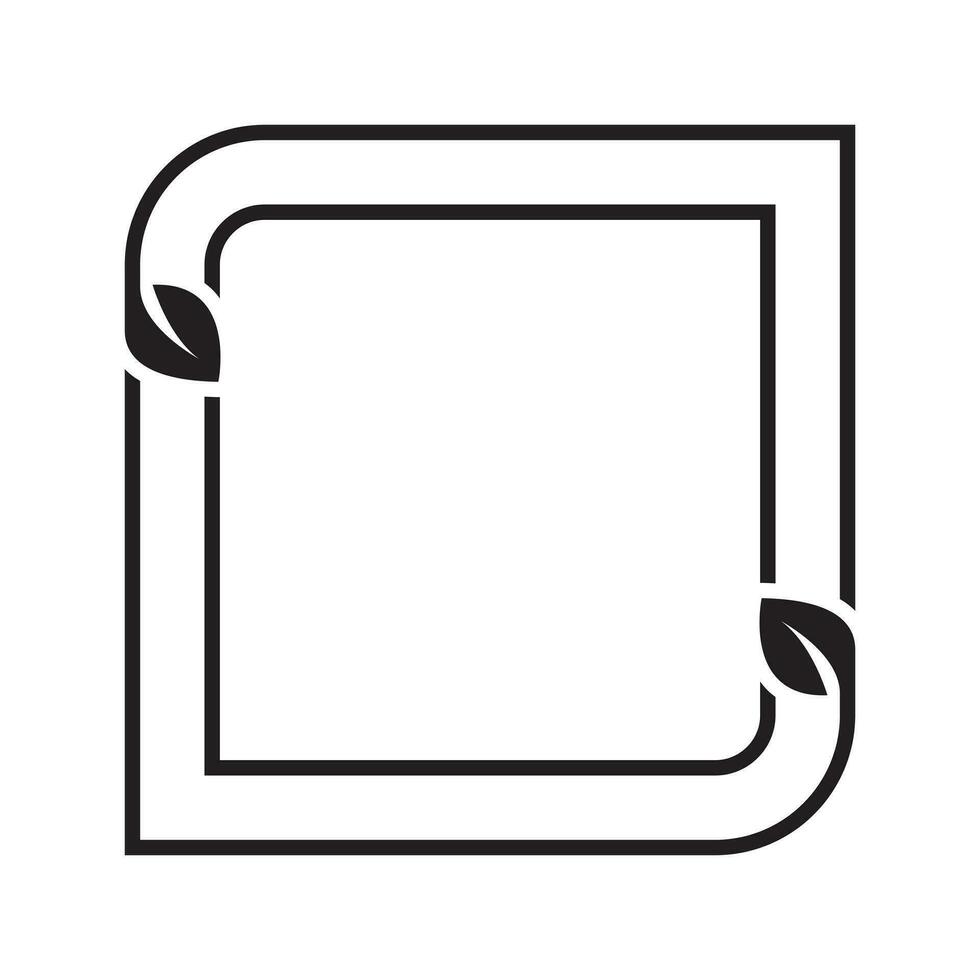line frame leaf square design vector illustration on white background.