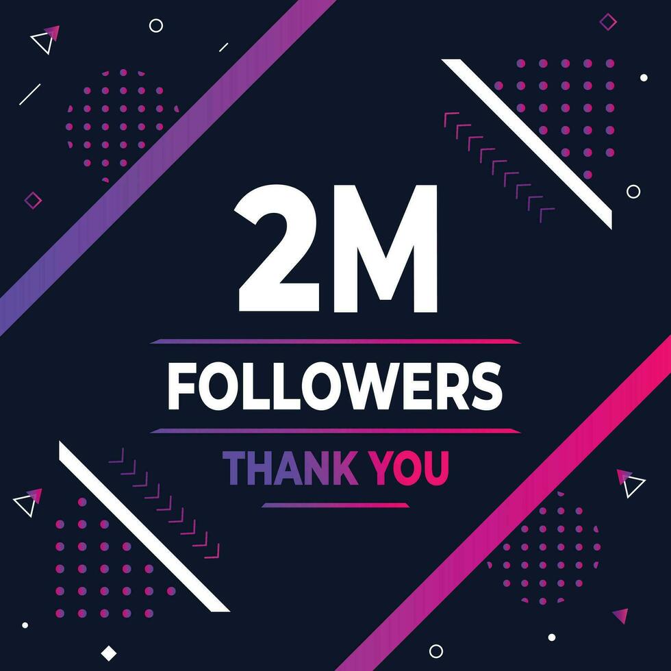 Thank you 2m subscribers or followers. web social media modern post design vector