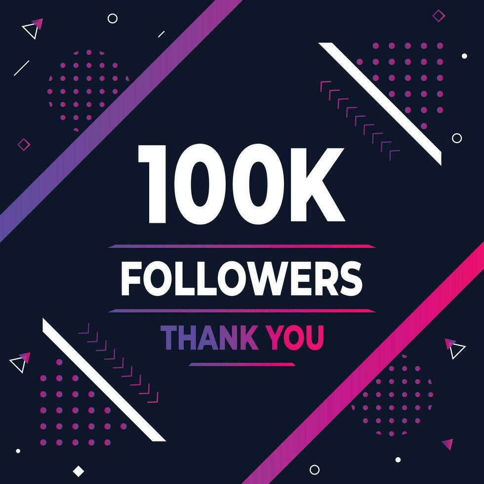 Thank you 100k subscribers or followers. web social media modern post design vector