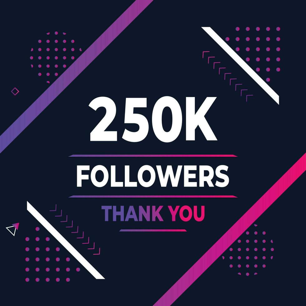 Thank you 250k subscribers or followers. web social media modern post design vector
