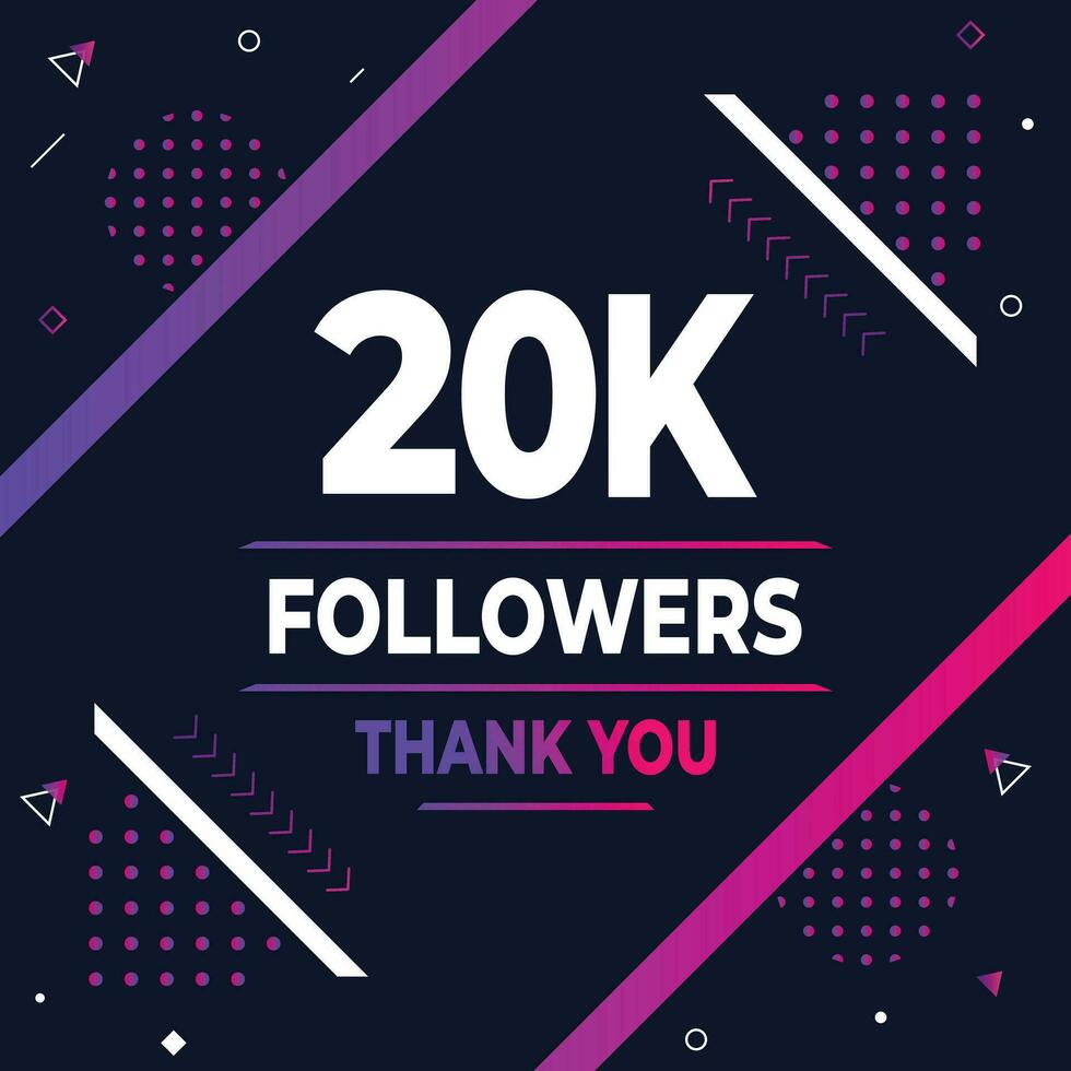 Thank you 20k subscribers or followers. web social media modern post design vector