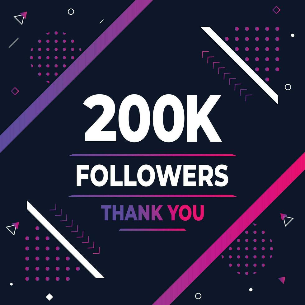 Thank you 200k subscribers or followers. web social media modern post design vector