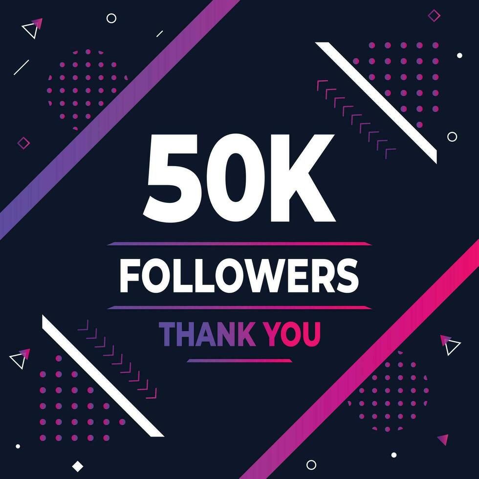 thank you 50k subscribers or followers. web social media modern post design vector