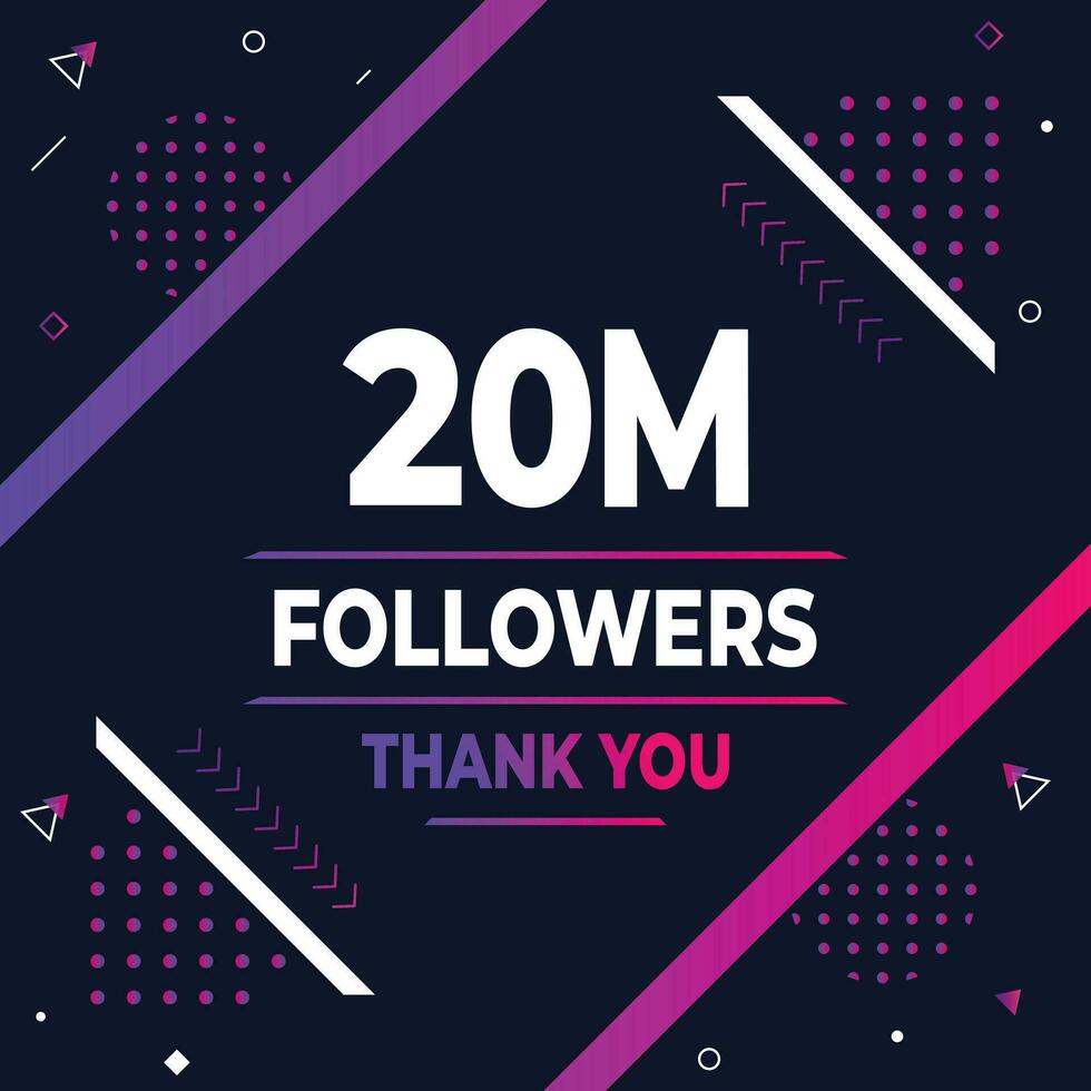 Thank you 20m subscribers or followers. web social media modern post design vector