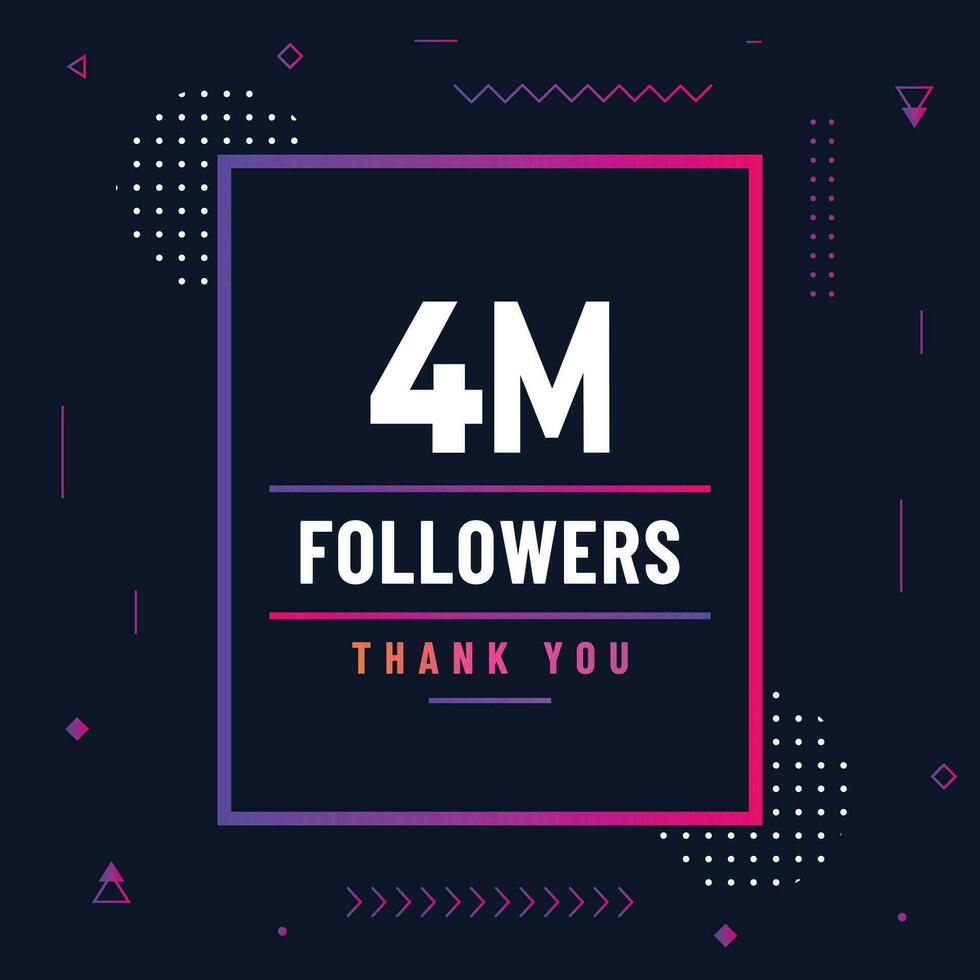 DThank you 4m subscribers or followers. web social media modern post design vector