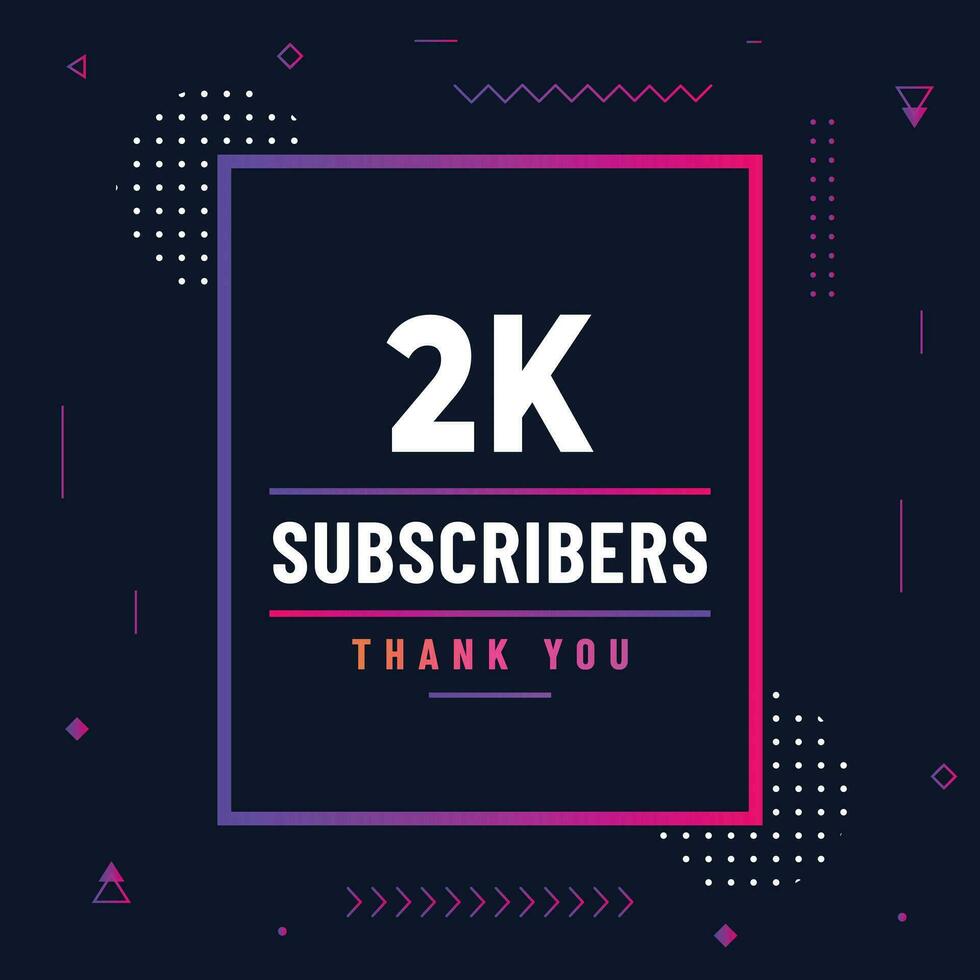 Thank you 2k subscribers or followers. web social media modern post design vector