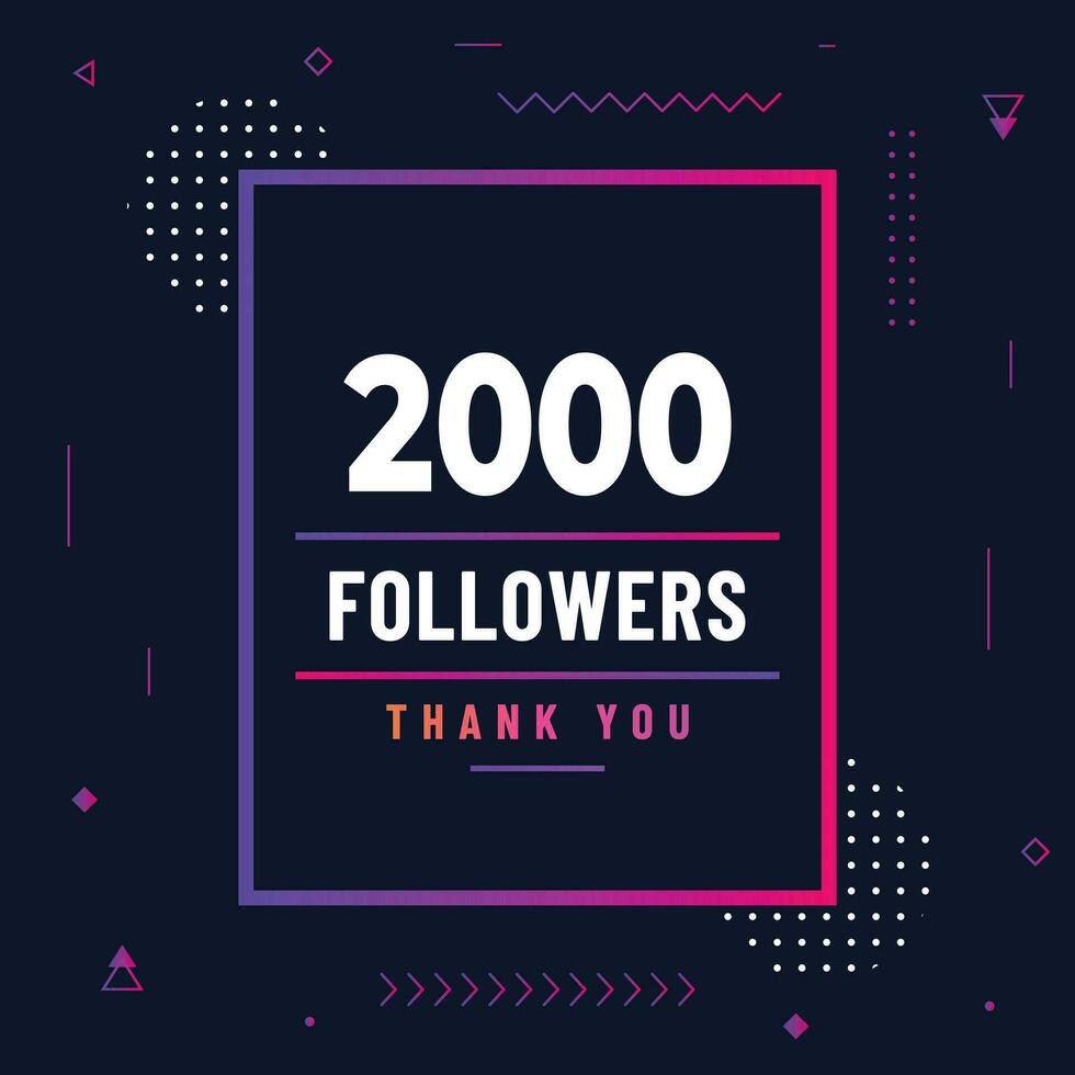 Thank you 2k subscribers or followers. web social media modern post design vector