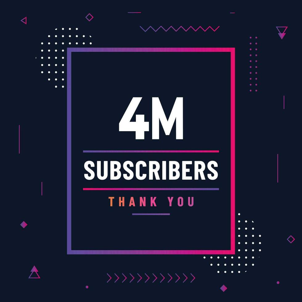 DThank you 4m subscribers or followers. web social media modern post design vector