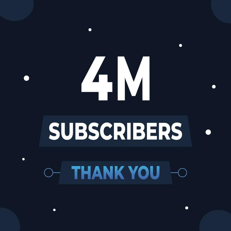 Thank you 4m subscribers or followers. web social media modern post design vector