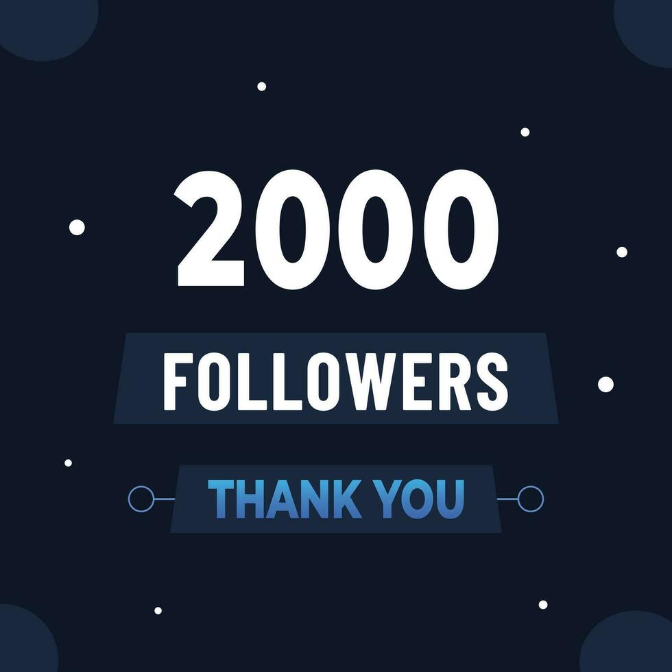 Thank you 2k subscribers or followers. web social media modern post design vector