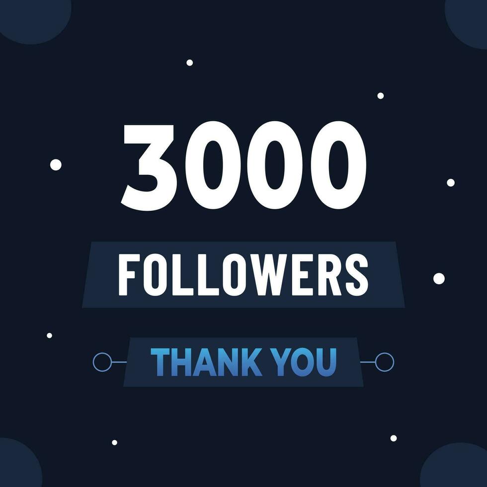 Thank you 3k subscribers or followers. web social media modern post design vector