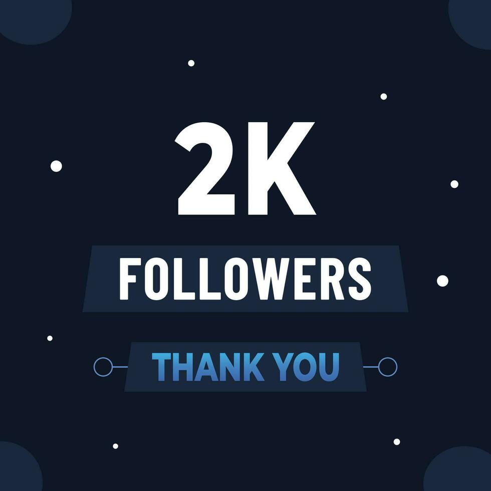 Thank you 2k subscribers or followers. web social media modern post design vector