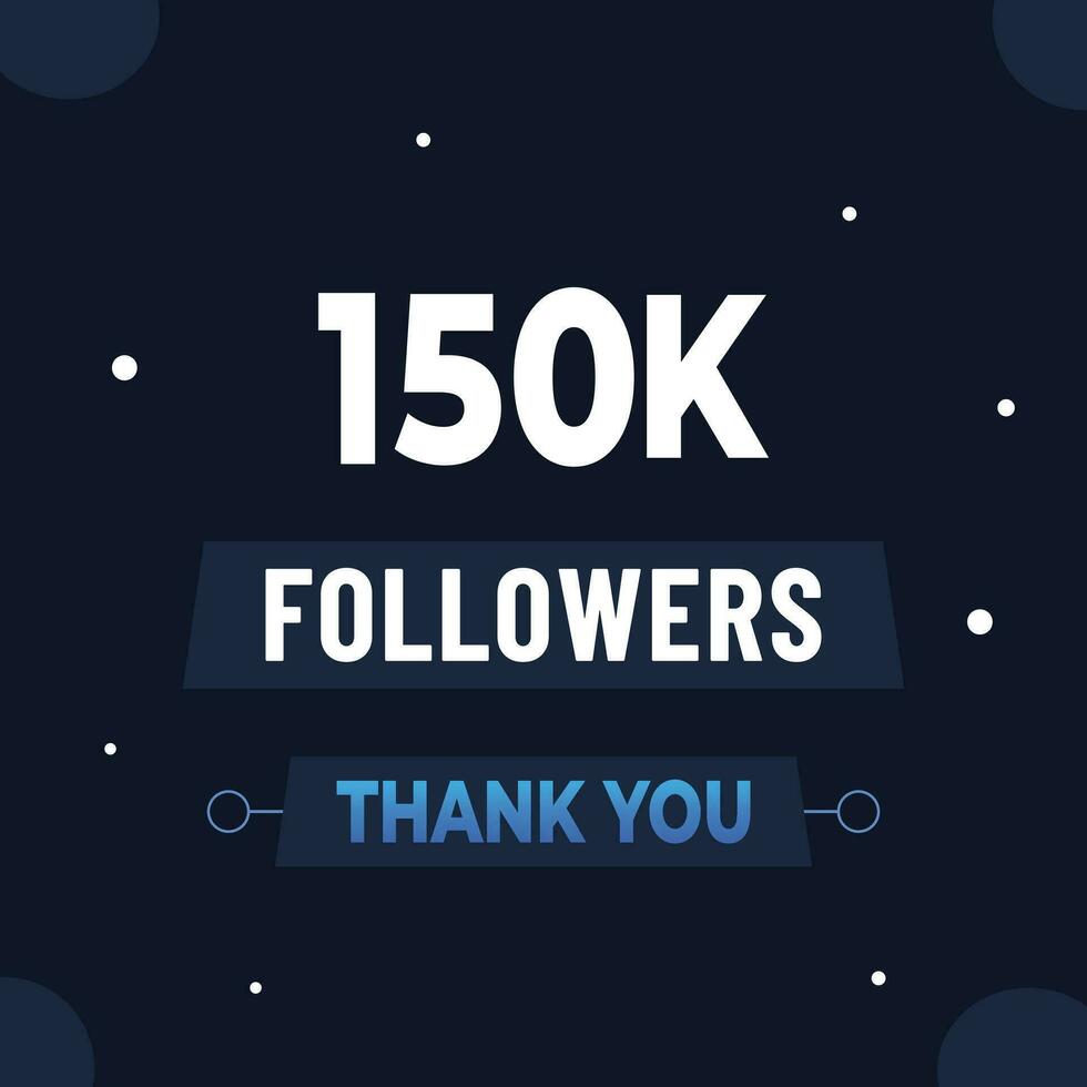 Thank you 150k subscribers or followers. web social media modern post design vector