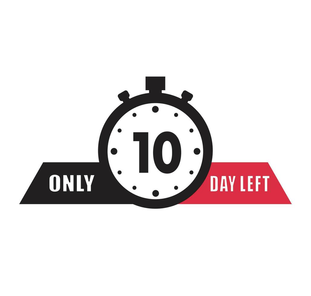 10 day left countdown discounts and sale time 10 day left sign label vector illustration