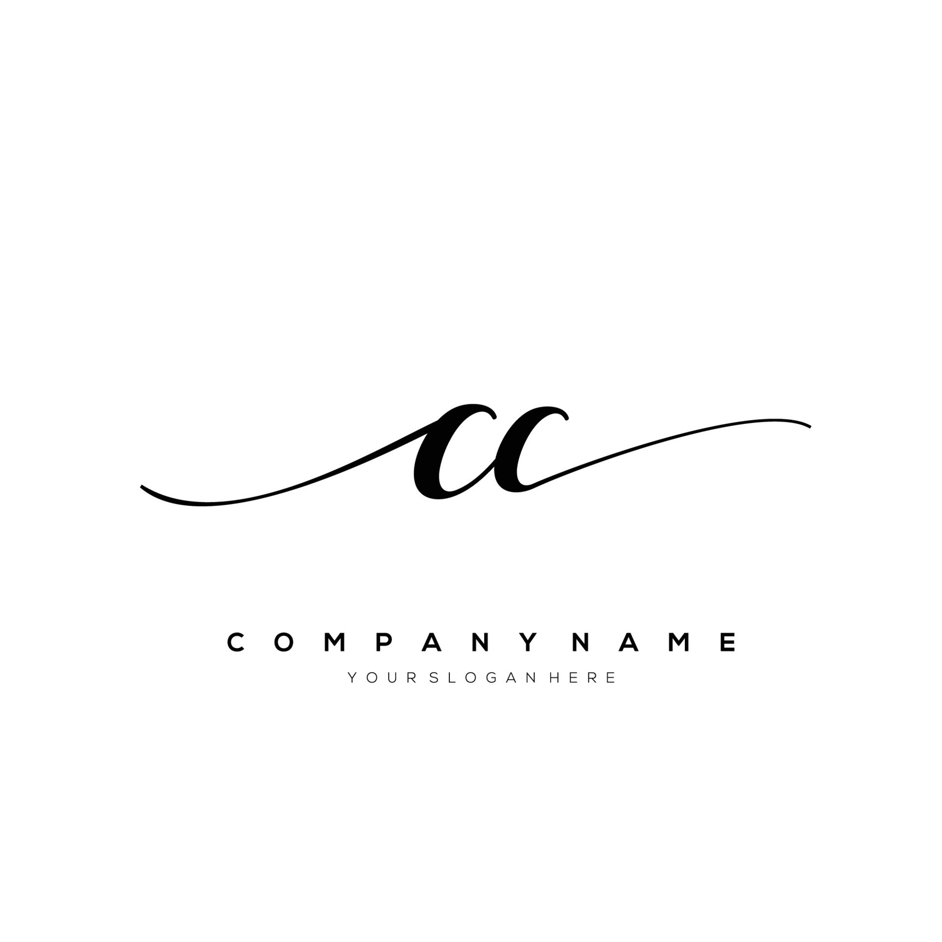 initial letter CC logo, flower handwriting logo design, vector logo for