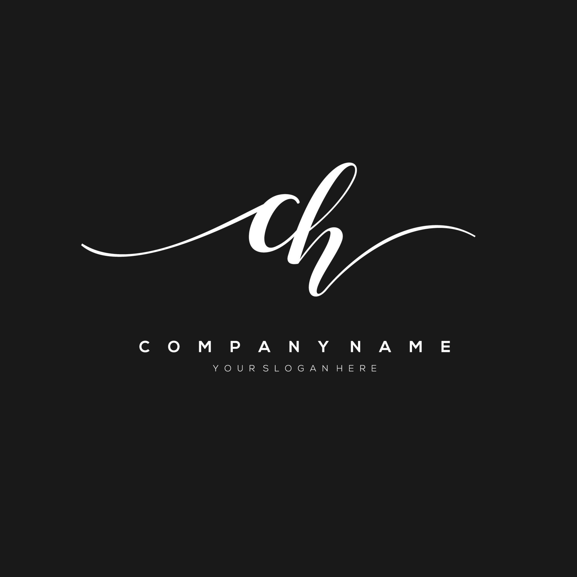 initial letter CH logo, flower handwriting logo design, vector logo for
