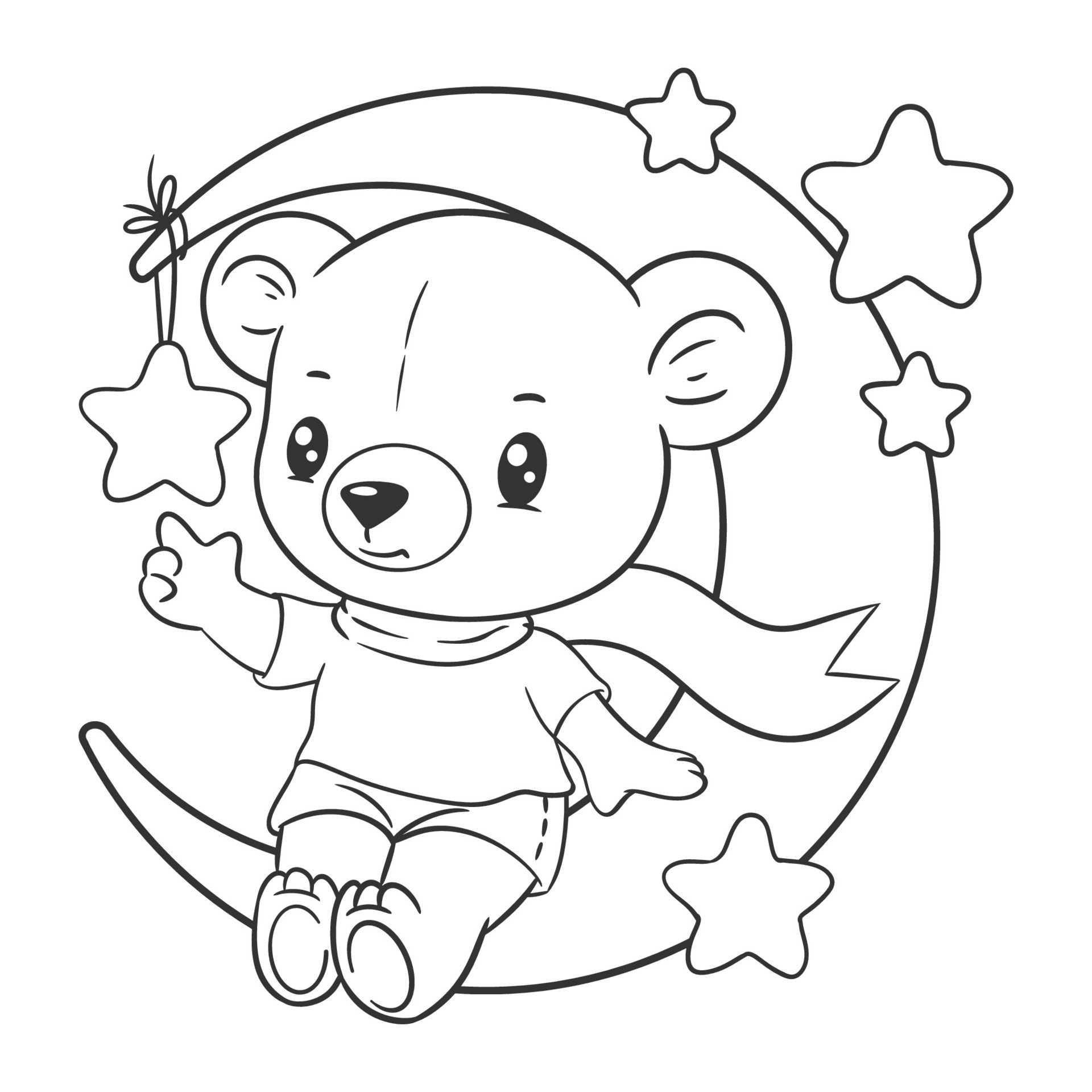 Teddy bear on the moon for coloring 27431868 Vector Art at Vecteezy