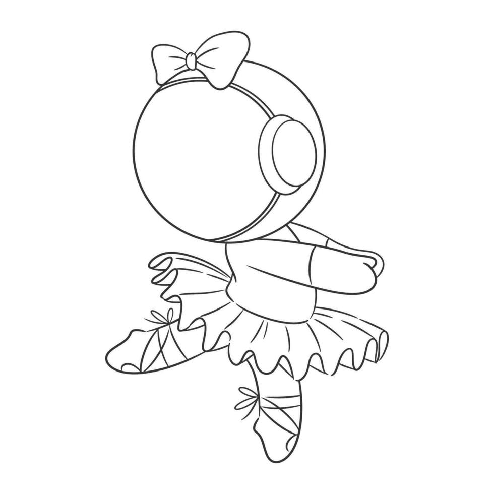 Astronaut doing ballet dance for coloring vector