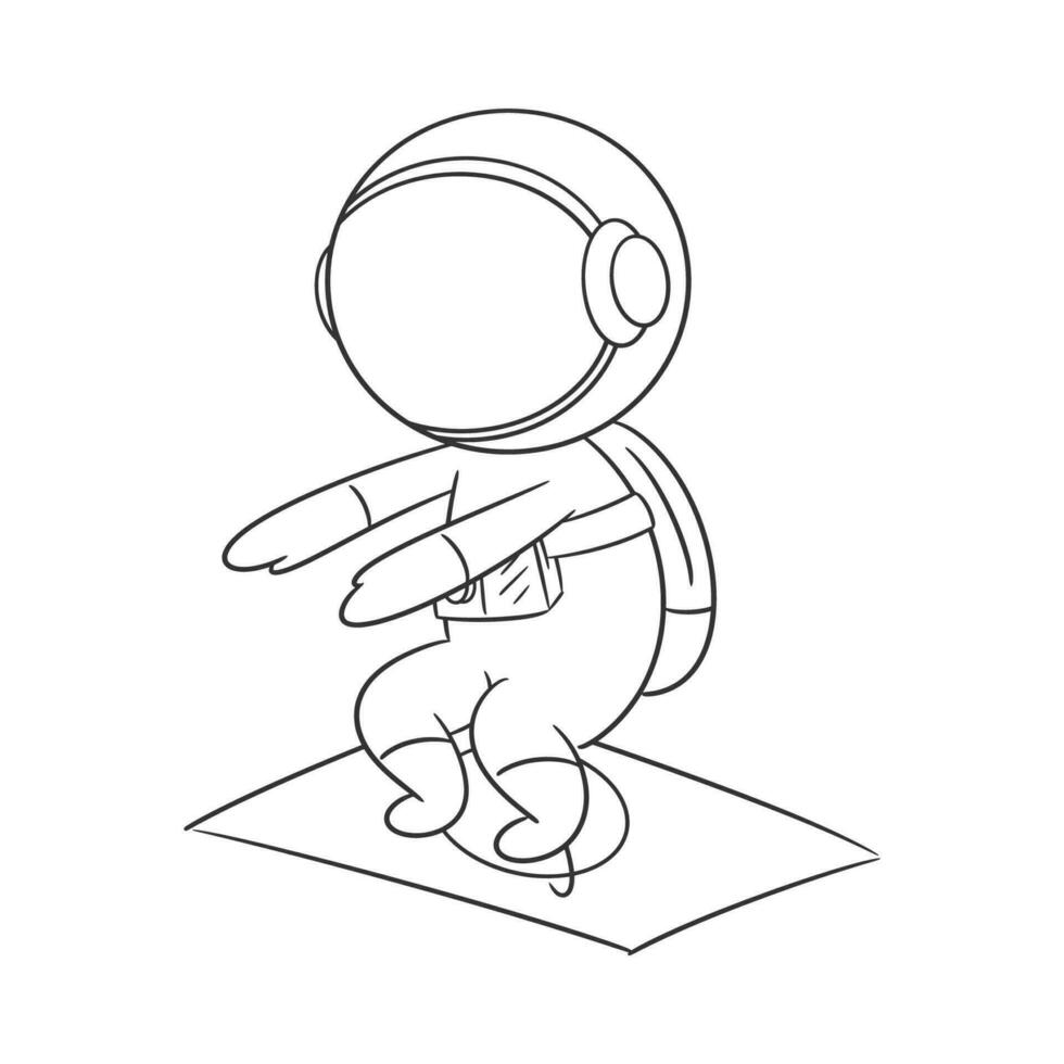 Astronauts exercising in the morning for coloring vector