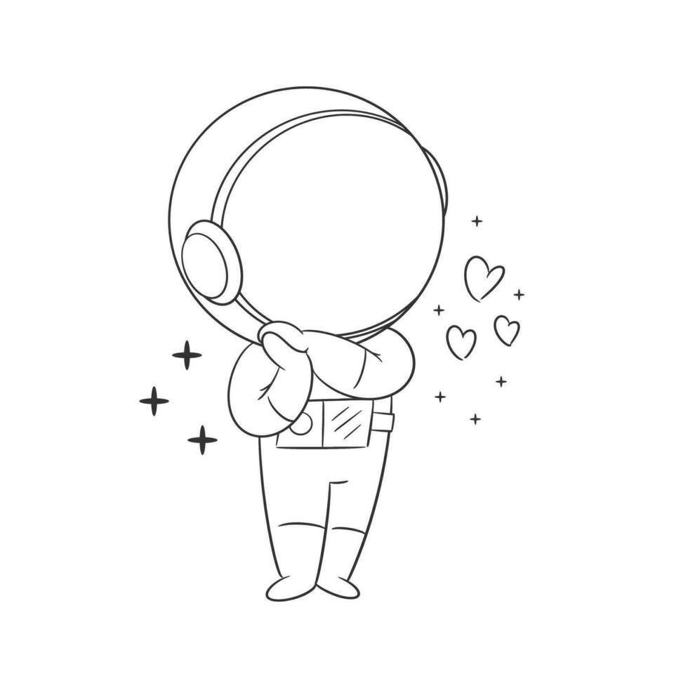 astronauta es sensación en amor para colorante vector