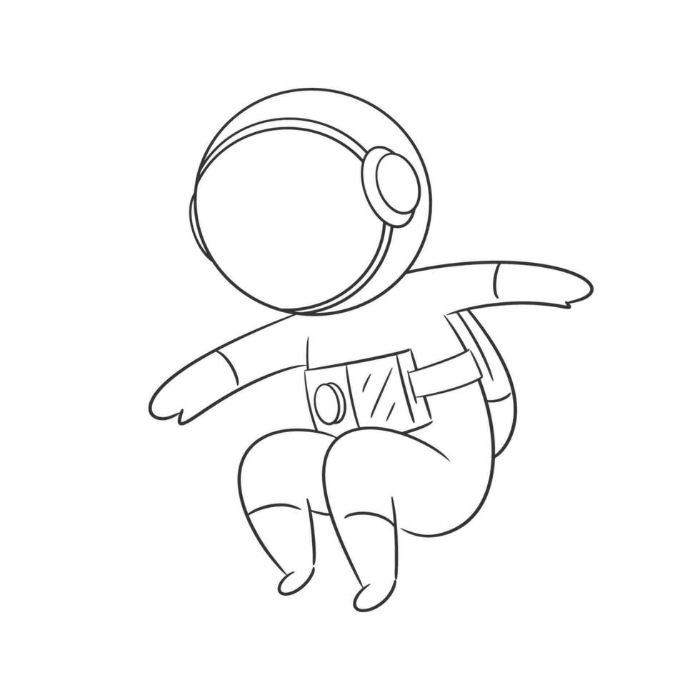 Astronaut doing a jump up for coloring vector