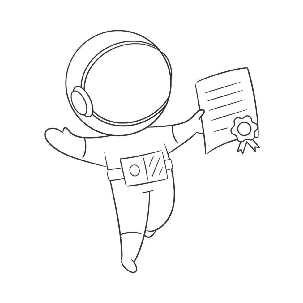 Astronaut is carrying a graduation letter for coloring vector
