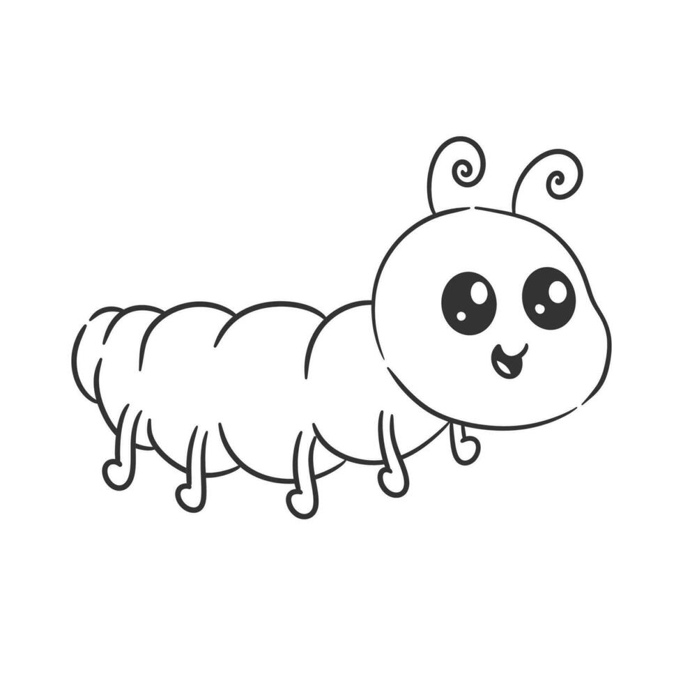 Cute caterpillar is flying alone for coloring vector