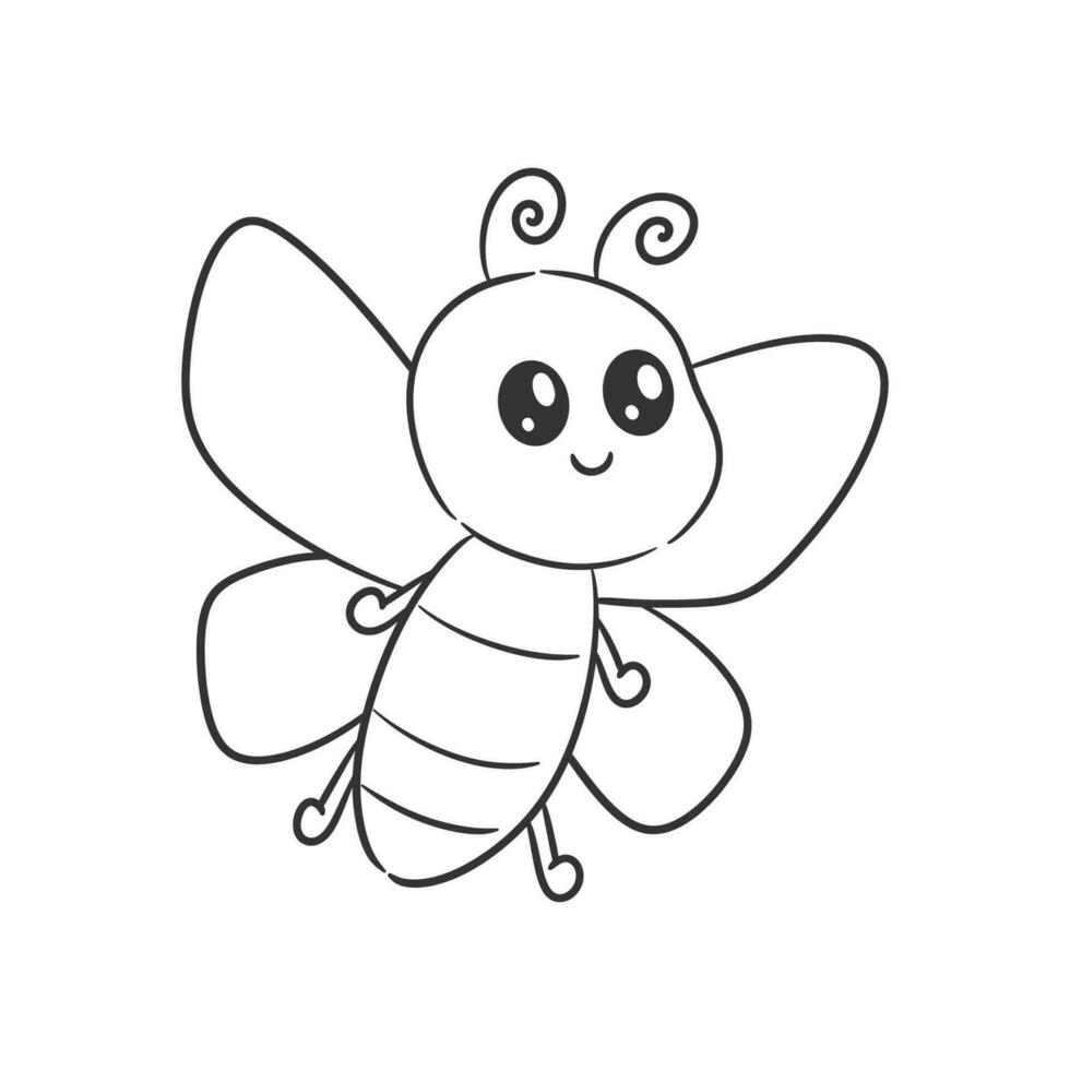 Cute butterfly is flying alone for coloring vector