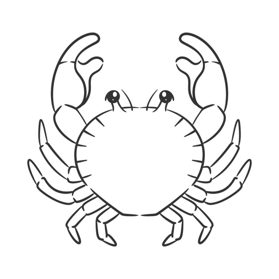 mano dibujado un cangrejo diseño para colorante vector