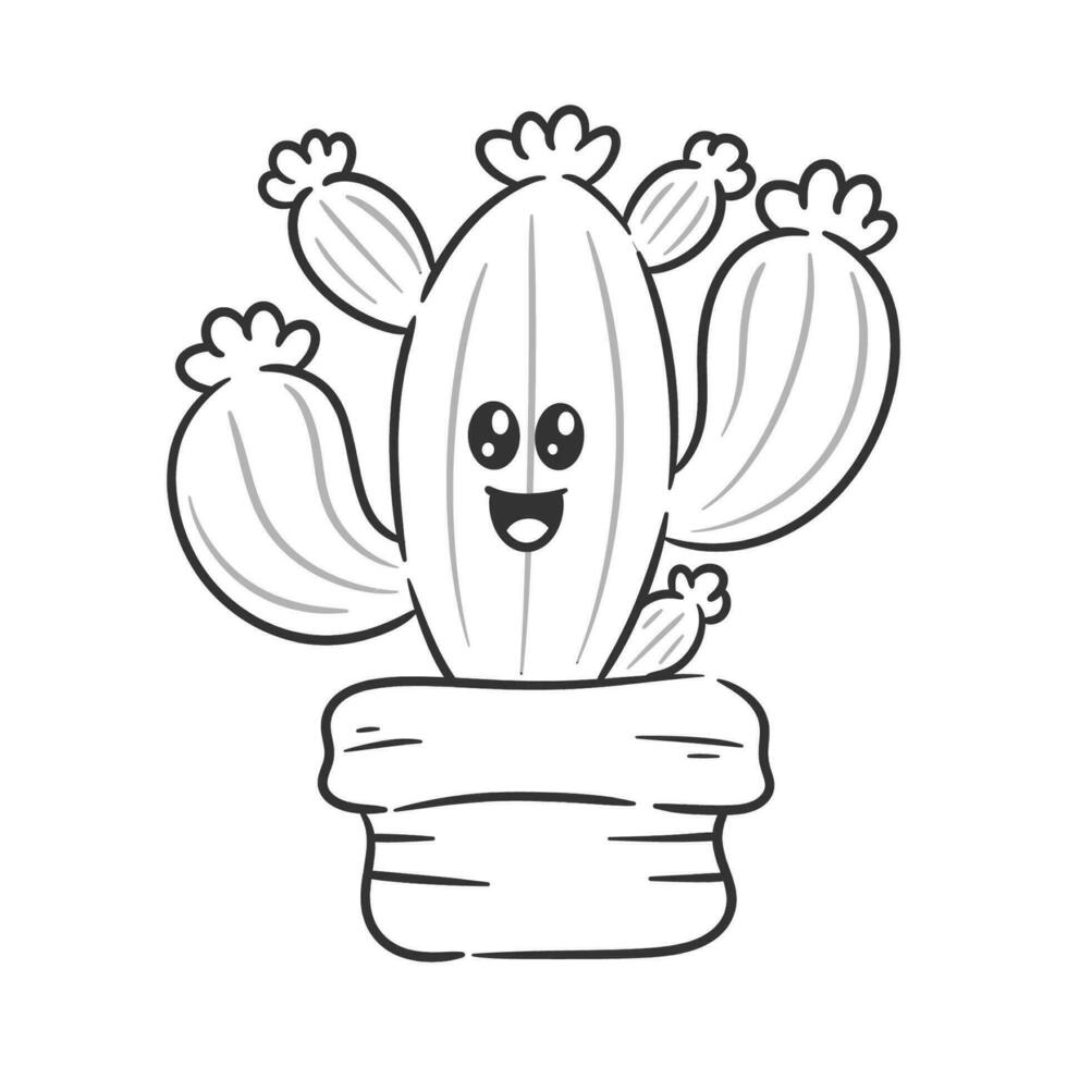 linda cactus teniendo riendo cara expresión para colorante vector