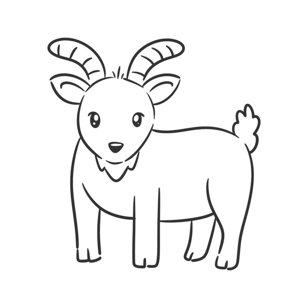 A white goat cartoon character for coloring vector