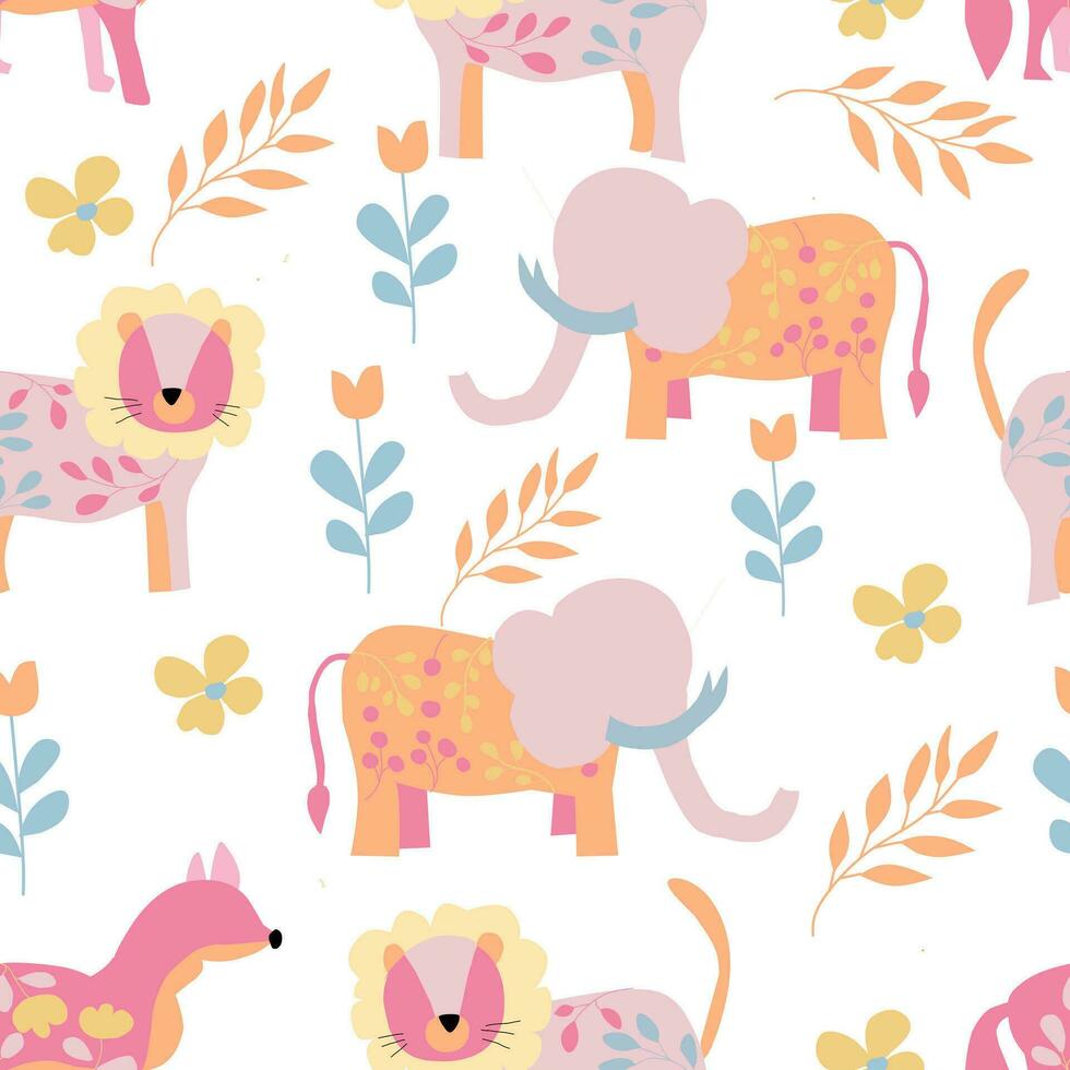 Cute Colorful Elephant Seamless Pattern vector