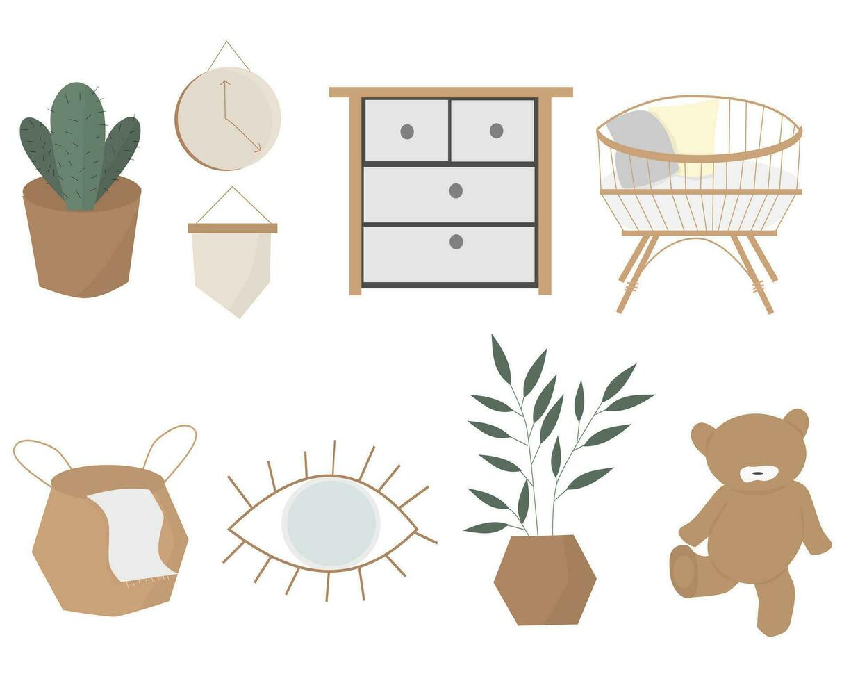 Aesthetic Bohemian Home Decor Set vector