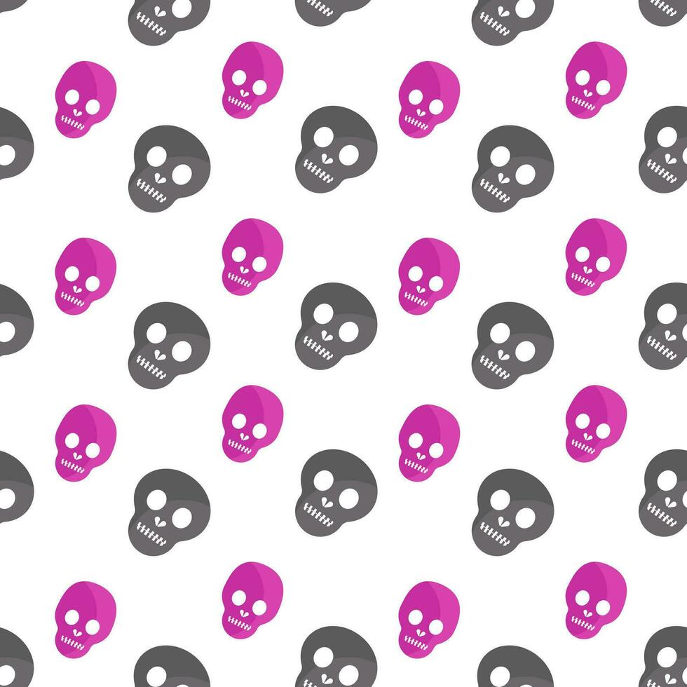 Seamless skull pattern in trendy pink and gray on pink background vector