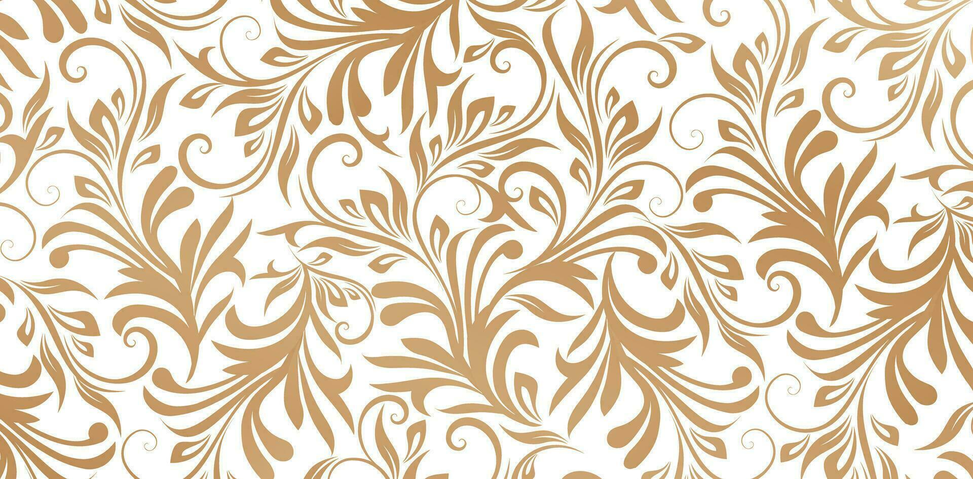 Vector illustration pattern with gold floral ornament on white background for Fashionable modern wallpaper or textile, book covers, Digital interfaces, print designs templates materials paper