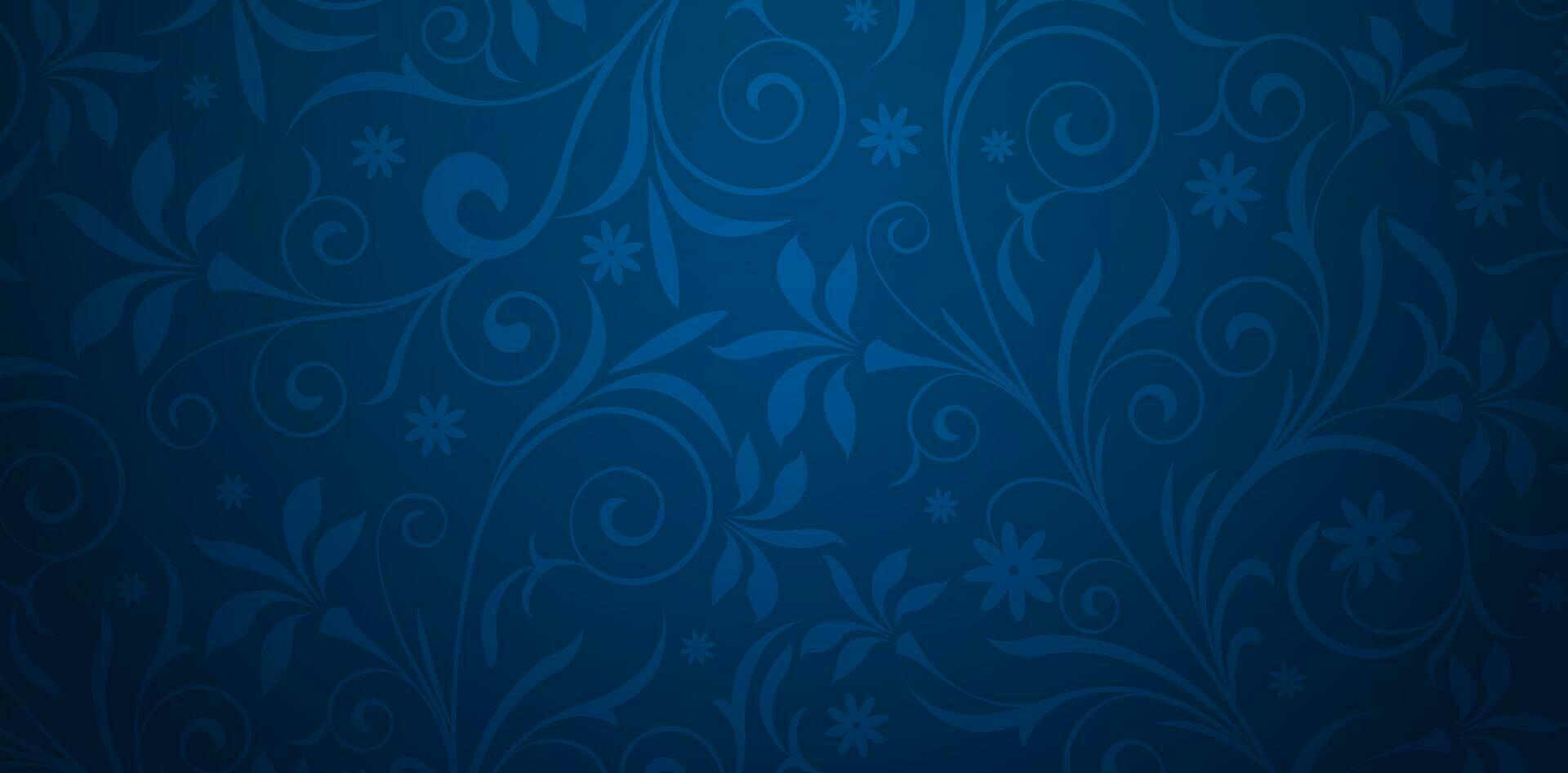 Vector illustration Dark blue background with floral ornament for Presentations marketing, decks, ads, books cover, Digital interface, print design template material, wedding invitation, greeting card