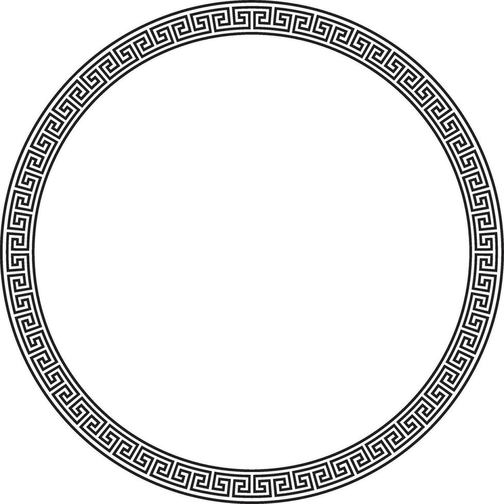 Vector round monochrome classic frame. Greek meander. Patterns of Greece and ancient Rome. Circle european border