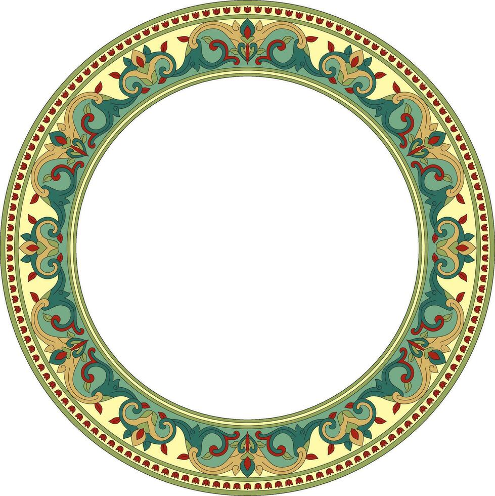 Vector colored round Turkish ornament. Endless Ottoman national border, frame, ring.