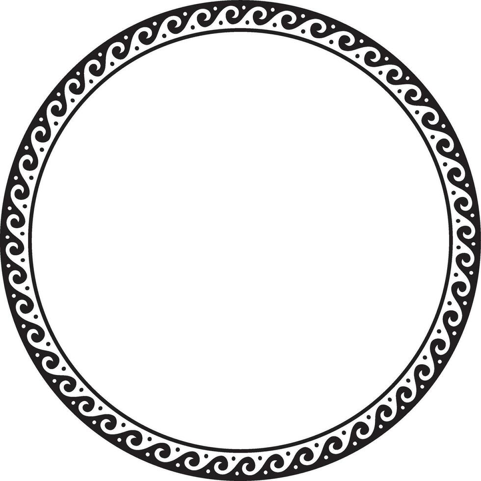 Vector round monochrome classic frame. Greek wave meander. Patterns of Greece and ancient Rome. Circle european border.