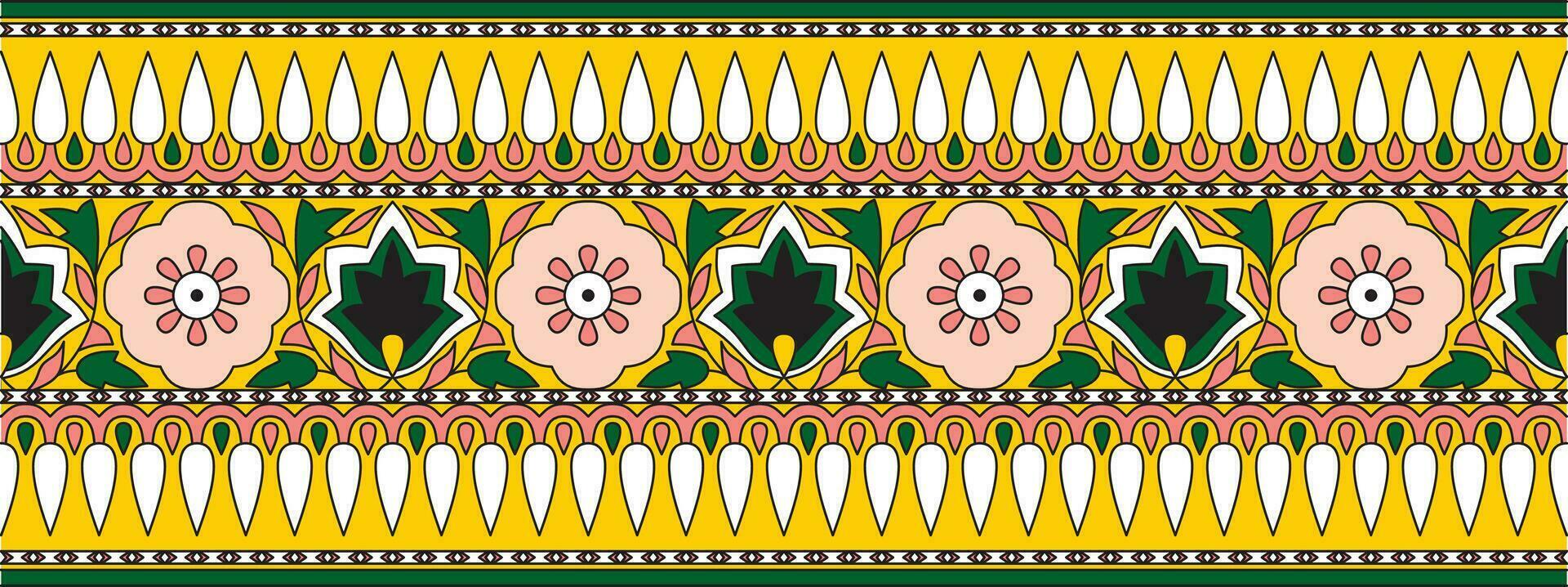 Vector seamless national Indian ornament. Colored endless border, frame.