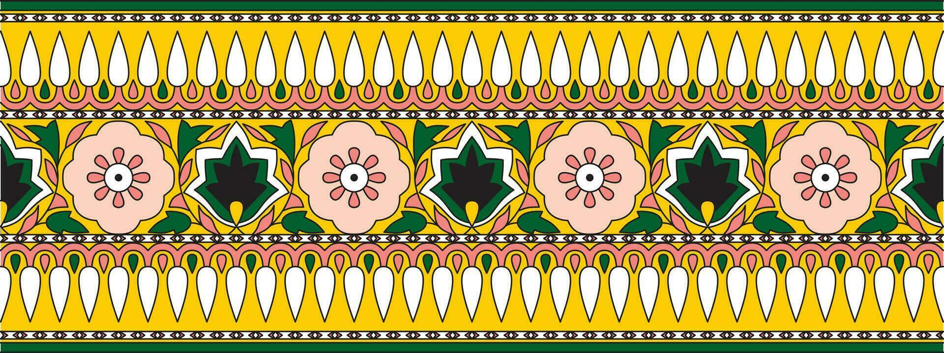 Vector seamless national Indian ornament. Colored endless border, frame.