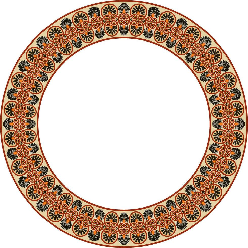 Vector colored round ornament ring of ancient Greece. Classic pattern frame border Roman Empire.