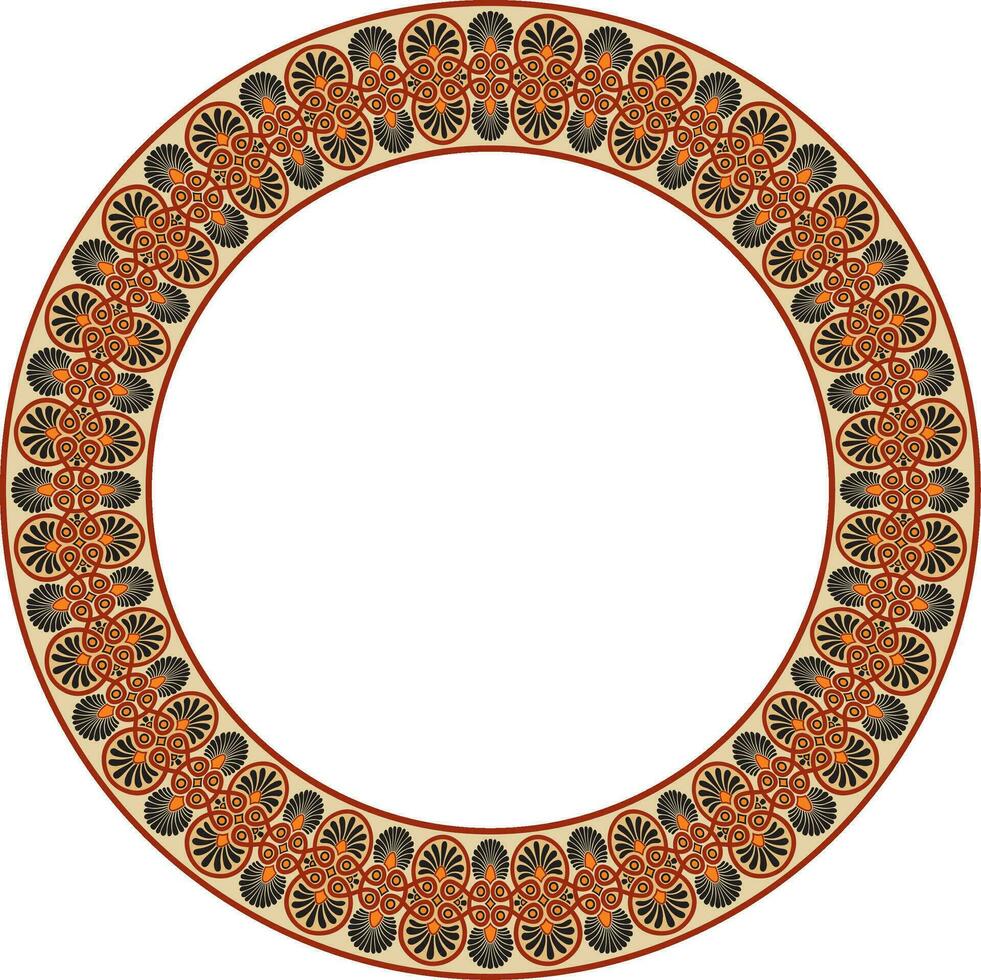 Vector colored round ornament ring of ancient Greece. Classic pattern frame border Roman Empire.