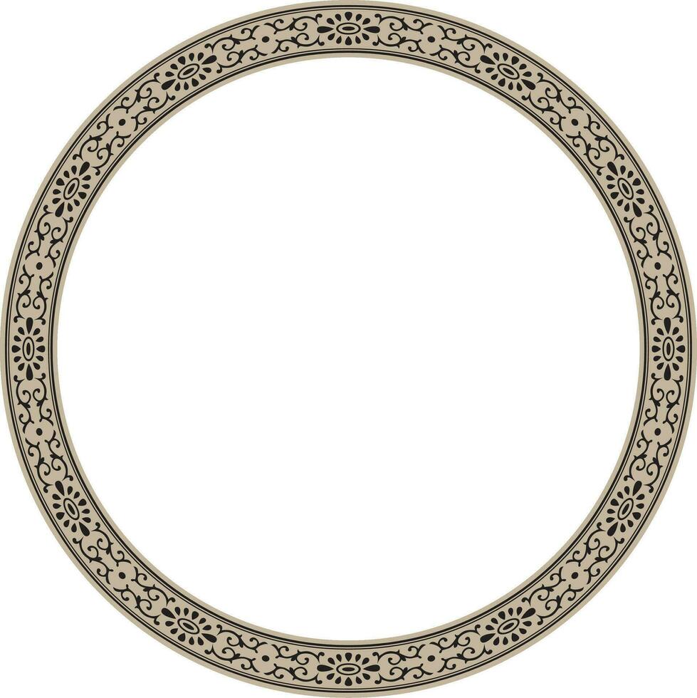 Vector gold and black frame, border, Chinese ornament. Patterned circle, ring of the peoples of East Asia, Korea, Malaysia, Japan, Singapore, Thailand.