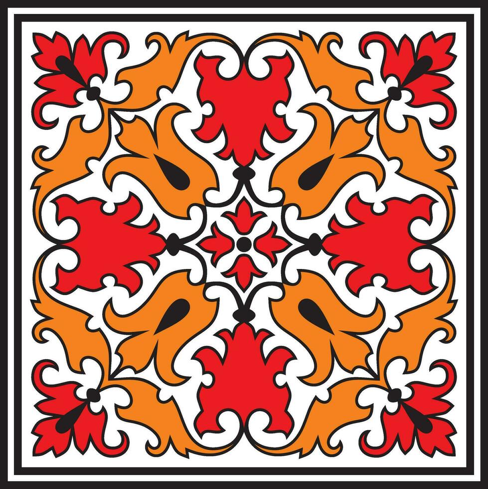 Vector square colored ornament of ancient Rome. Roman classical European pattern, tile.
