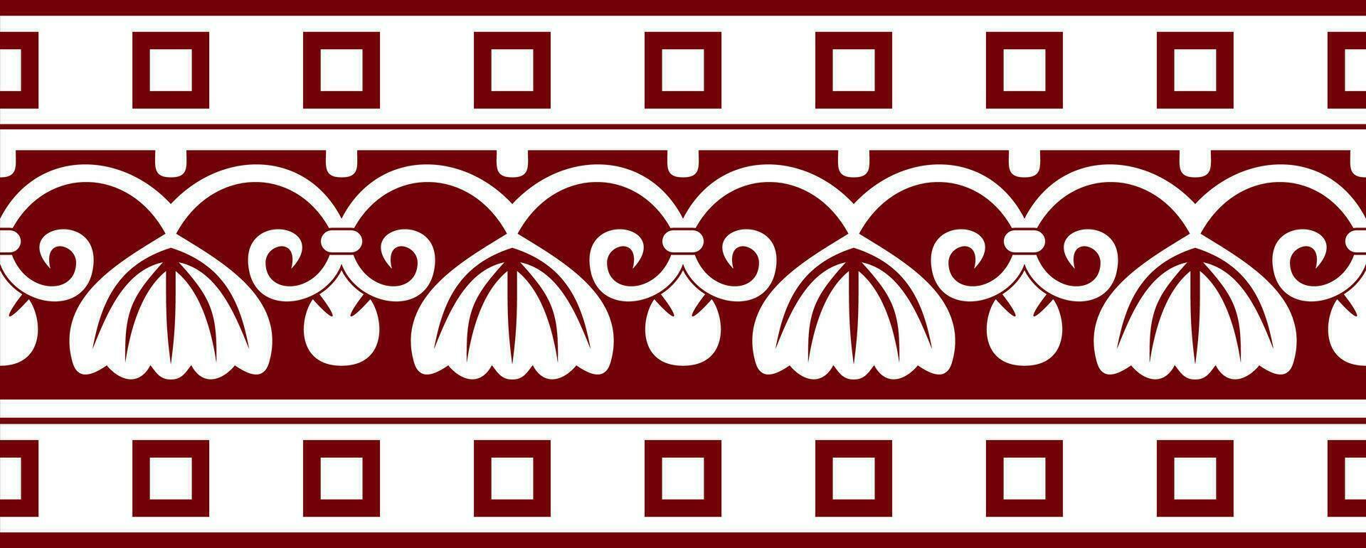 Vector red s ancient greece seamless ornament. Classic Endless pattern frame border Roman Empire.